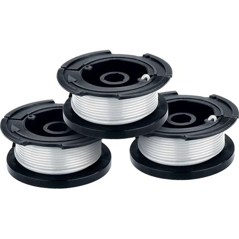 Bobinas de repuesto para cabezales de cortacésped de nailon BLACK+DECKER AF-100-3ZP, hilos para desbrozadora e hilos para cortacésped. Paquete de 3 unidades. (1/5)