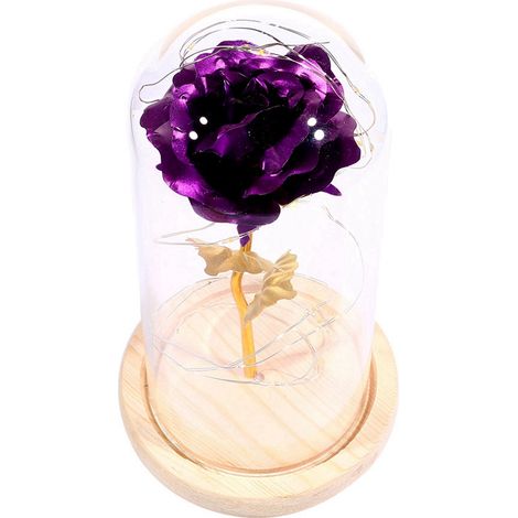LED-Nachttischlampe aus Rosenglas, Nachtlicht, Geburtstagsgeschenk, Wohndekoration (Lila) (1/5)