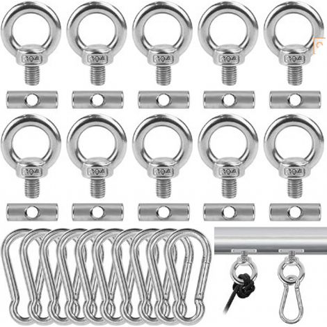Lot de 10 butées de rail de tuyau et 10 mousquetons en acier inoxydable, butées d'auvent, kit de verrouillage de crochet d'auvent, accessoires de rail de tuyau pour camping-car, caravane, camping-car