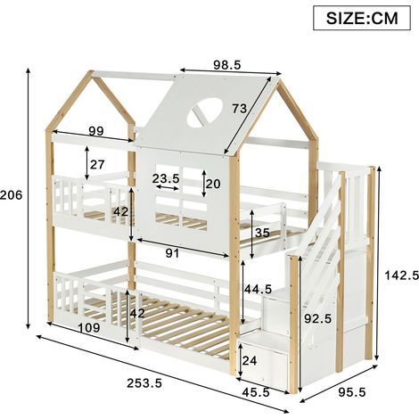 Couchtisch aus Holz in Weiß 253.5 x 95.5 x 206 cm HOMAIRE (1/5)