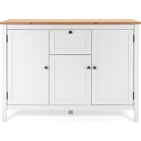 CALICOSY - Buffet 3 portes 1 tiroir L120 cm - Décor Blanc - BERGEN (1/4)