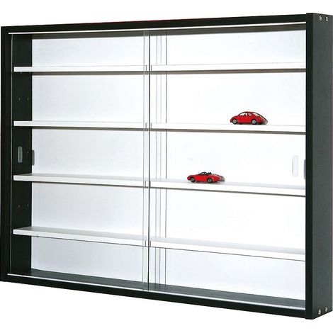 Vetrina collezionismo collecty laminato bianco/nero 80x9,5x60h doppio vetro - Inter Link