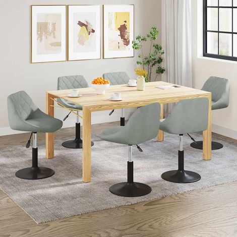 Lot de 6 chaises de salle à manger pivotantes en velours gris clair, hauteur réglable - PANGIVO (1/5)