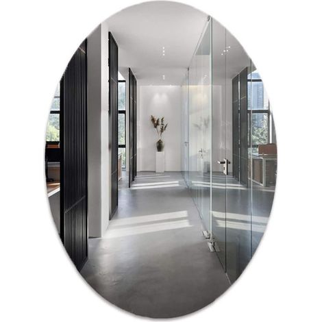 Modern and simple oval bathroom mirror, self-adhesive bathroom mirror, wall-mounted makeup mirror, pretty chic style decorative mirror (3040cm) (1/4)
