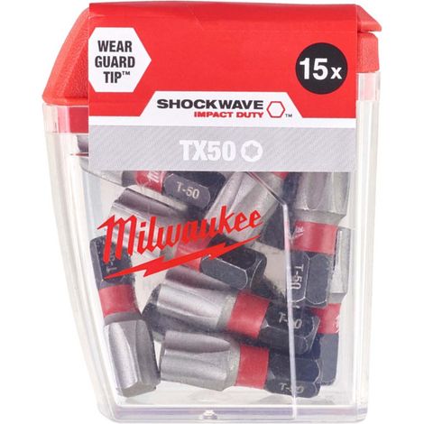 Schraubaufsatz Milwaukee T50 schwarz 25 Millimeter 15 Stück