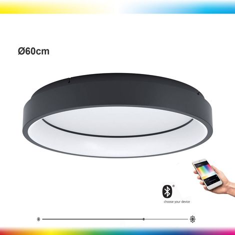 Plafonnier LED EGLO connect Marghera-C, plafonnier 1 lampe en acier et plastique en noir, blanc, changement de température de couleur (chaud, neutre, froid), RVB, dimmable (1/5)