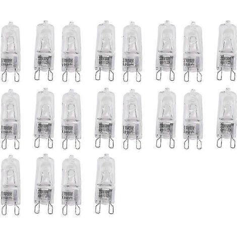 Lot de 20 ampoules halogènes G9, 25 W, transparentes, à intensité variable, 2800 K (1/2)
