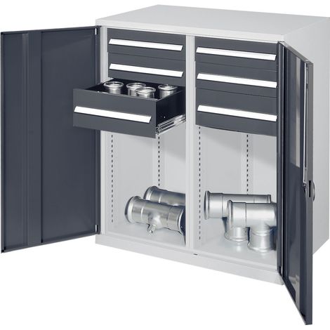 Kappes Schwerlast-Beistellschränke mit Mitteltrennwand 1110x1000x600mm Vollblechtüren Modell 74 anthrazitgrau