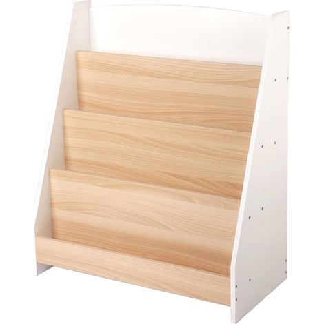 Bibliothèque Enfant, Étagère à Livres Enfants, Étagère de Rangement pour Chambre d'enfants pour Ranger des Livres et Jouets, 3 Compartiments Ouverts, 71 61 30cm-Bois Blanc (2pc) (1/5)