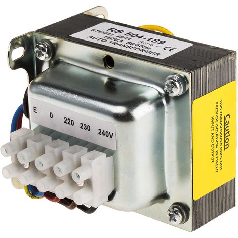 Rs Pro – Transformateur châssis fermé 150 VA – Tension primaire 220/230/240 V AC – Tension secondaire 115 V AC – Montage mural ou au sol - 150VA