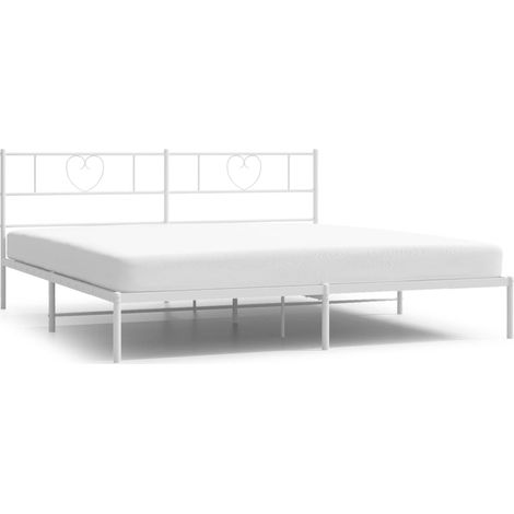 Maison Exclusive - Bettgestell mit Kopfteil Metall Weiß 200x200 c
