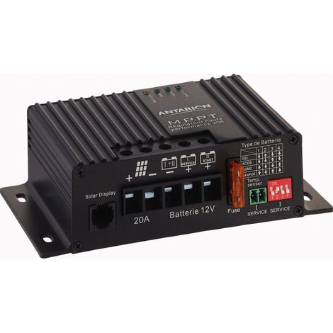Régulateur solaire MPPT 20A – Optimisation tension et intensité – Compatible batteries 12V acides, gel, AGM, lithium – Puissance max 320W