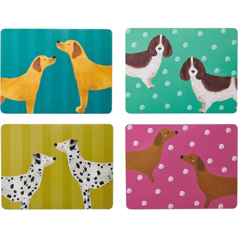 Ensemble de 4 Sets de Table rectangulaires imprimés Chiens Dos en liège Protection de Surface résistante à la Chaleur et aux Taches jusqu'à 120 °C (1/5)