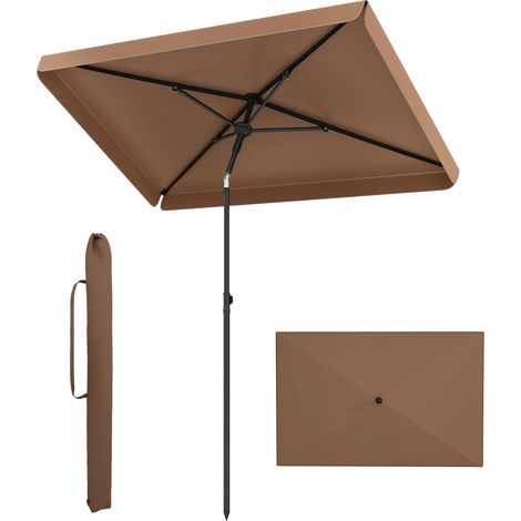 COSTWAY Ombrellone Giardino Balcone Esterno Rettangolare Inclinazione Regolabile Con Borsa Trasporto Pieghevole Patio Spiaggia Anti Uv Antivento Terrazzo Anti (1/5)
