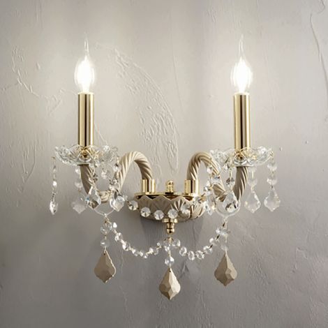 Applique OPERA 37 cm a 2 luci in vetro lavorato a mano Tortora (1/2)