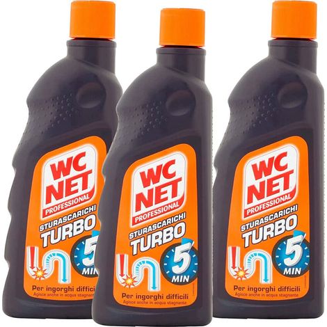 3 x WC Net Sturascarichi Turbo Gel Superconcentrato Ingorghi Difficili 500 ml