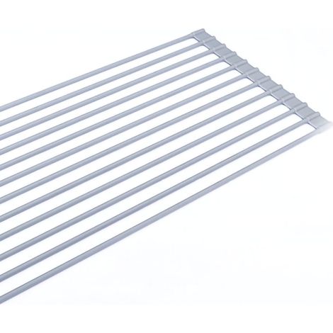 Silikon-Abtropfgestell, zusammenklappbares Küchenabtropfgestell aus Edelstahl, Geschirrabtropfgestell für die Spüle, runder Silikon-Geschirrkorb, 52 x 24,5 cm. (1/5)