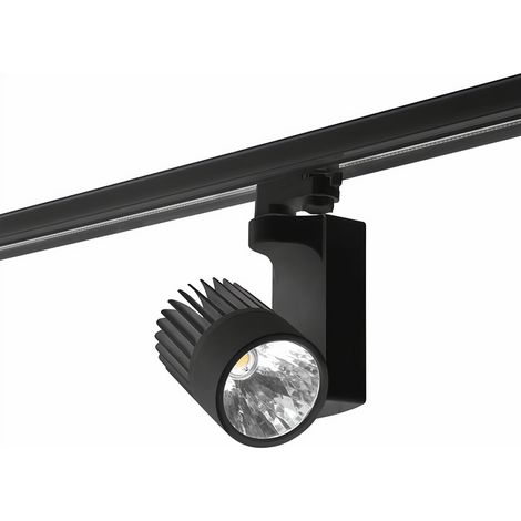 Forlight Onyx - Spot sur Rail avec Blanc Chaud 3000K. Diamètre 10cm. Structure en Aluminium. Coloris Noir