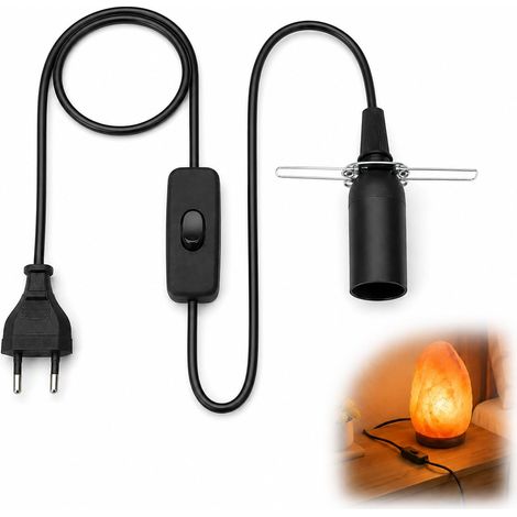Câble pour Lampe de Sel, Douille E14 avec Interrupteur Prise E14 FR/UE, Câble d’Alimentation pour Lampe Pierre, Table ou Sel, Isolation PVC Utilisation Facile Installation Rapide (1/5)