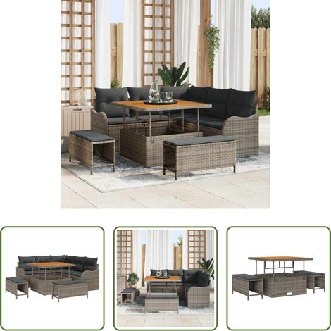 Canapé balcon -  Ensemble de canapé de jardin avec coussin 8 pcs Gris (1/5)