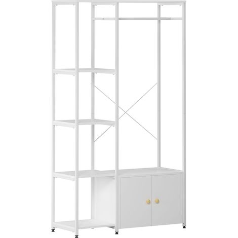 Soges Appendiabiti autoportante con armadietto per camera da letto, ingresso, bianco (1/5)