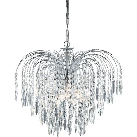 Searchlight Waterfall - Lustre en cristal à 5 ampoules au fini chromé, E14 (1/4)
