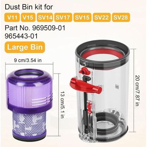 Poubelle Collecteur Réservoir pour Dyson V11 V15 SV14 SV17 Filtre Bac à Poussière Cuve Pièces Détachées Accessoires Conteneur Filtrante Rechange (1/5)