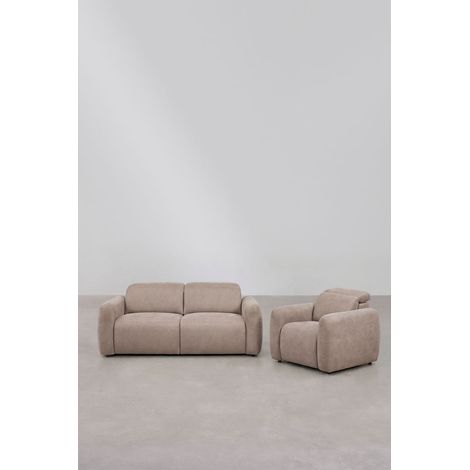 SKLUM Wohnzimmerset mit 2-Sitzer-Elektro-Sofa mit Relaxfunktion und gepolstertem Sessel Peggy                                    (1/5)