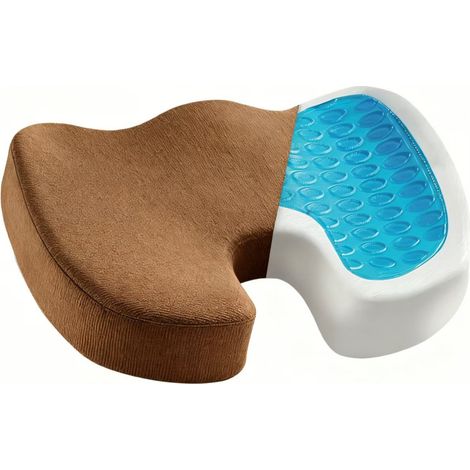 Coussin Gel 45x35x7cm - Assise Respirante, pour Bureau, Auto, Toutes Saisons, Moka - Alovez