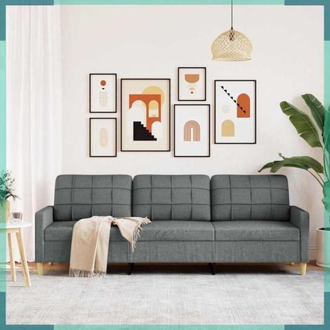 4007415 Canapé à 3 places Gris foncé 210 cm Tissu (1/5)