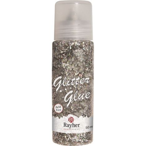 Glitter - Glue gros, argent, flacon 50ml (1/2)