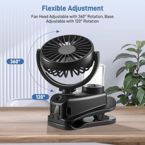 Ventilateur A Pince - 4 Vitesses - Rechargeable USB Type-C - Brumisateur Intégré - 185 G (1/5)