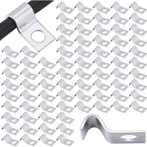 100 bridas de acero de 6,35 mm (1/4 de pulgada), bridas de acero galvanizado, bridas para cables de pared exterior