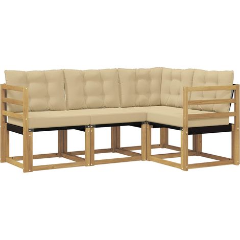 Outdoor-Sofagarnitur 4 Stk. Weiß und Beige vidaXL (1/5)