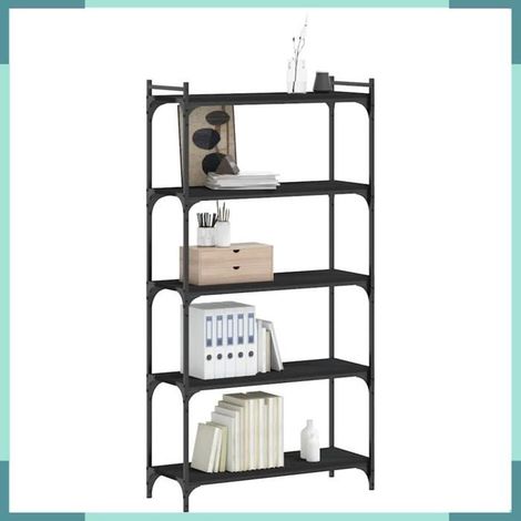 Bibliothèque - 837677 - 5 étagères - Bois d'ingénierie & métal - 80 x 30 x 154 cm (1/5)