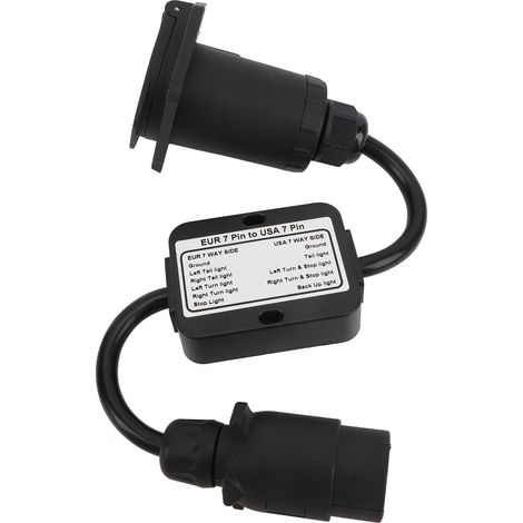 Prise adaptateur de remorque 7 broches vers connecteur de prise avec convertisseur système 3 2 pour caravane, bateau, camping-car (1/5)