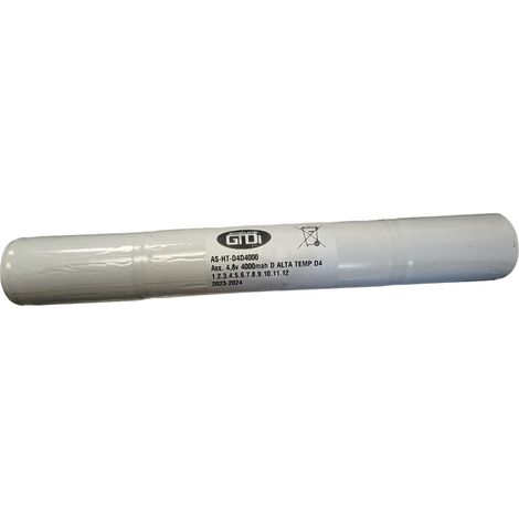 Pacco Batteria per lampade d'emergenza Ni-Cd 4,8V 4000mAh, 4 x Size D, Alta Temperatura