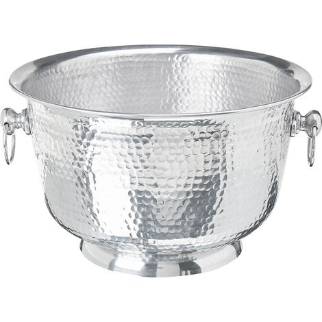 Cubitera de metal plateado martillado hecho a mano cuenco decorativo asas glamour comedor Pompeii (1/5)