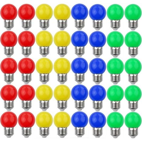 E27 3W=30W Coloured LED Bulbs Decorative and Design Light 240 Lumens AC220V-240V Mixed Colour Decorative Lamp Red Yellow Blue Green - Pack of 40 [Energy Class A+] (1/5)