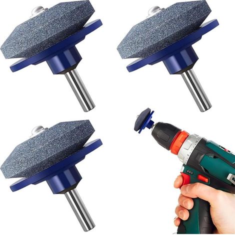 Affûteur pour Lame de Tondeuse, 3 Pièces Aiguiseur de Tondeuse à Gazon, Affuteur Lame Tondeuse - Pratique et Permettant Gagner du Temps - pour Perceuse Électrique, Outils de Jardin (1/5)
