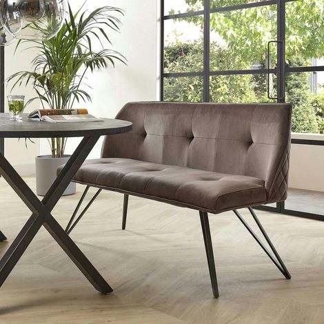 Banc de table à manger en velours gris 160 cm MELBOURNE (1/5)