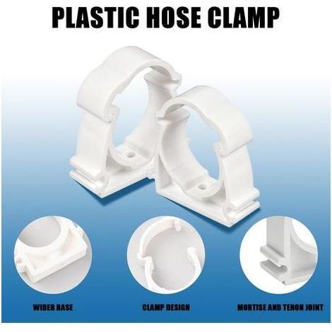 40 Collier de Serrage,Plastique Blanc 16 mm,Fixation Murale,Tuyau Eau PVC,Jardin Salle de Bain (1/5)