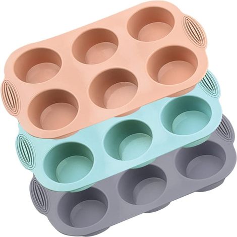 Juego de 3 moldes de silicona antiadherentes y reutilizables para magdalenas. (1/5)