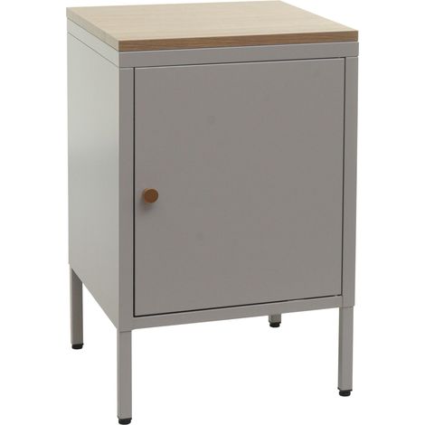 Table de nuit HWC-L84 - armoire de chevet commode - métal 63x40x40cm - mélaminé - gris (1/5)