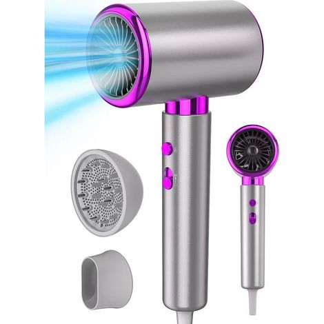 TIVCROXS - Sèche-cheveux professionnel 2400W – 3 vitesses – 3 températures – Technologie ionique – Diffuseur et concentrateur inclus – Pour coiffure rapide (1/4)