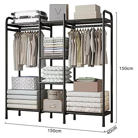 Armadio in tessuto, armadio multistrato, armadio pieghevole ad alta resistenza con asta appendiabiti per camera da letto, stanza in affitto, dormitorio (150x40x150 cm) (1/4)