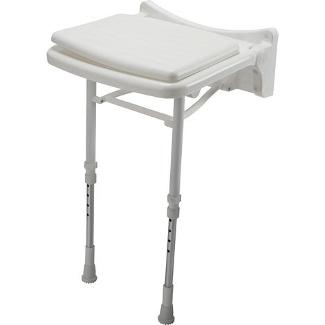 Croydex Wall Mounted Shower Chair, Foldaway Shower Stool in White  (1/5)