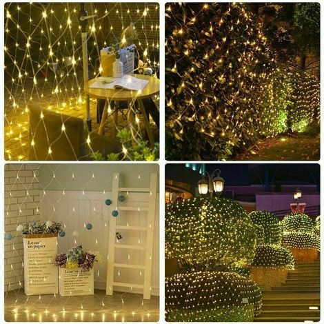 Guirlande Lumineuses Filet, 192 LED Filet Lumineux 3M X 2M 8 Modes Énergie Étanche, Dimmable pour Chambre Noël Mariage Soirée Maison Jardin, Blanc Chaud (1/4)
