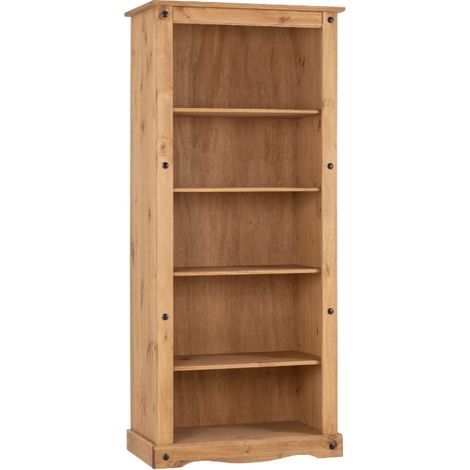 Seconique Corona Tall Bookcase Distressed Wax Pine (1/5)