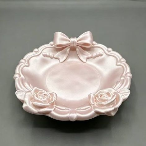 Plateau à bijoux créatif imprimé en 3D avec nœud à volants, vide-poche décoratif original, rangement pour bagues, boucles d’oreilles et petits accessoires, déco de table